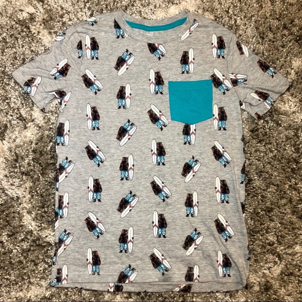 Old Navy Pocket Tee Shirt - Bear with Surfboard